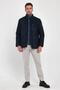 Men's Navy Blue Standard Fit Regular Cut Furry Stand Collar Snap Detail Zippered Winter Coat - 2