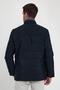 Men's Navy Blue Standard Fit Regular Cut Furry Stand Collar Snap Detail Zippered Winter Coat - 5