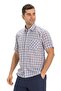 Large Size Short Sleeve Shile Cloth Single Pocket Men's Summer Shirt Purple Checkered 3035 - 6
