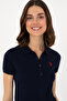 Women's Navy Blue Basic Polo Neck T-Shirt 50300830-Vr033 - 2