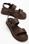 Rissoli Women's Bitter Brown Double Banded Side Buckle Detailed Daily Comfortable Sandals - 2