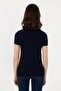 Women's Navy Blue Basic Polo Neck T-Shirt 50300830-Vr033 - 5