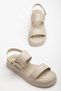 Rissoli Women's Beige Skin Cream Double Banded Side Buckle Detailed Daily Comfortable Sandals - 2
