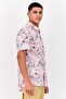 Men Regular Fit Floral Pint Short Sleeves Casual Shirt, Pink - 2