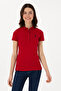 Women's Red Basic Polo Neck T-Shirt 50300896-Vr171