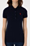 Women's Navy Blue Basic Polo Neck T-Shirt 50300830-Vr033 - 6
