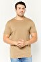 Men Crew Neck Short Sleeve Stripe T-Shirt, Beige - 6