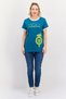 Women Crew Neck Short Sleeve Printed T-Shirt, Teal Blue - 4