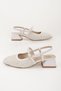 Women's White Fabric Back Open Summer Low Heel Shoes - 4