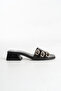 Women's Blunt Toe 3 Buckle Black Patent Leather Helmes Slippers - 3