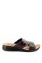 Men's Summer Leather Look 4 Point Orthopedic Luxury Slippers Street-Indoor Black 12060
