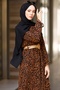 Leopard Patterned Chiffon Dress - Brown - 4