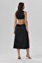 Ssure Black Flexible Satin Tulle Detailed V-Neck Long Nightgown - 4