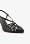 Black Ankle Strap Shiny Lattice Women's Evening Dress Shoes - 4