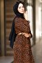 Leopard Patterned Chiffon Dress - Brown - 3