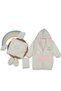 Be Happy Flower Embroidered Salmon Organic Newborn Baby Girl Towel Bathrobe Set - Baby Birth Gift - 5