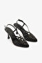 Black Ankle Strap Shiny Lattice Women's Evening Dress Shoes - 2