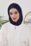 Women's Ready-To-Wear Bonnet with Winter Hood and Concealer Feature, B-87O, Navy Blue - 2