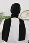 Winter Scarf Bonnet Turban, B-80O, Black - 4