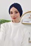 Winter Hijab Bonnet,B-9O,Navy Blue - 5