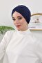Winter Hijab Bonnet,B-9O,Navy Blue - 3