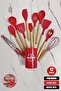 12 Piece Red Fireproof Deflection Serving Tongs Set with Bamboo Stand Red Silicone Durut