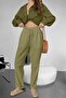 Linen Trousers Hambez Bottom Sweatpants Comfortable Fit Large Size Raw Linen Unisex Relaxed (Khaki) - 2