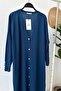 Maxi Buttoned Mercerized Hijab Cardigan - Petrol - 3