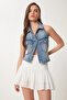 Scalloped Knitted Mini Shorts Skirt Bone Lnj0024 - 3