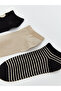 Black Patterned Women's Booties Socks 3-Piece - 2