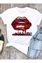 Women's Printed Detail Oversize Bol Cut T-Shirt with Cycling Neck