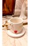 Flower Detailed Twist Handle Fancy Girl 24k Gold Decorated Handmade Ceramic Cup 120ml - 5