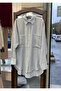 Double Pocket Long Back Short Front Luna Linen Striped Oversize Shirt - 4