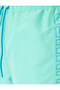Slogan Printed Oversize Swim Shorts with Lace-Up Waist - 6