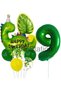 Green Dinosaur Concept 9 Year Old Balloon Set Dinosaur Theme Birthday Foil Balloon Set - 2