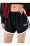 Pocket Detailed Slogan Printed Waist Lace up Shorts - 5