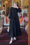 Embossed Patterned Hijab Dress Black 1002-1