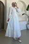Embroidery Detailed Baby Collar Dress White 1003-1 - 5