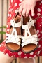 Daily Women's Beige Sandals with Adjustable Buckle, Stitching Detail, Velcro and Serrated Sole Band 59527