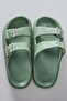 High Sole Mint Green Double Buckle Men's Slippers -89302 - 2