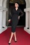 Crepe Fabric Pearl-Detail Sleeve Tulle Pencil Dress - BLACK - 2