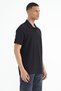 Black Polo Neck Logo Embroidered Standard Form Men's T-shirt - 88237 - 4