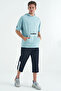 Light Blue Kangaroo Pocket Text Embroidery Hooded Men's T-Shirt - 88195 - 4