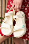 Daily Beige Women's Sandals Hologram Adjustable Velcro High Serrated Sole Comfortable Shoes 1300