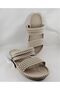 Women's Beige Non-Slip Sole Straw Massage Sandals Slippers - 2