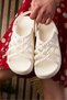 Daily Women's White Slippers with Knitted Detail, Thick Sole, Oval Toe, Sea Sandals 810