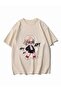 Rose & Bruno Mars Apt Song Front/Back Printed Oversize Beige T-Shirt -Mingalondon - 2