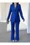 Women's Belt Detailed Double Suit Set Sax - 8