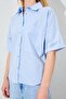 Women's Blue Low Sleeve Single Pocket Shirt - 5