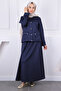 Navy Blue Scuba Jacket Skirt Suit